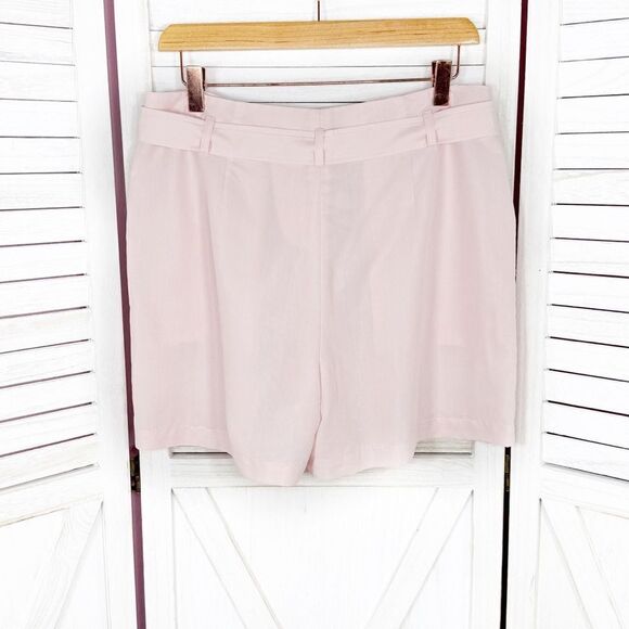 Elle Tie Waist High Rise Shorts Blush Pink 6 Paperbag - Picture 2 of 13